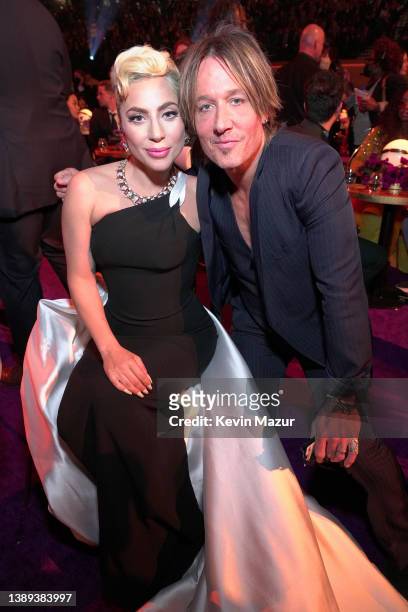 Lady Gaga and Keith Urban attend the 64th Annual GRAMMY Awards at MGM Grand Garden Arena on April 03, 2022 in Las Vegas, Nevada.