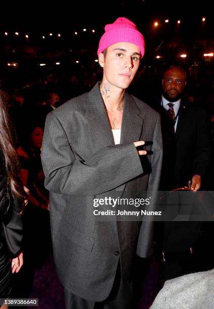 Justin Bieber attends the 64th Annual GRAMMY Awards at MGM Grand Garden Arena on April 03, 2022 in Las Vegas, Nevada.