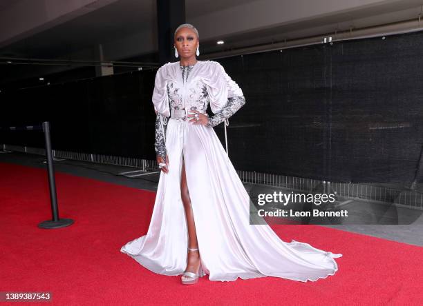 Cynthia Erivo attends the 64th Annual GRAMMY Awards at MGM Grand Garden Arena on April 03, 2022 in Las Vegas, Nevada.