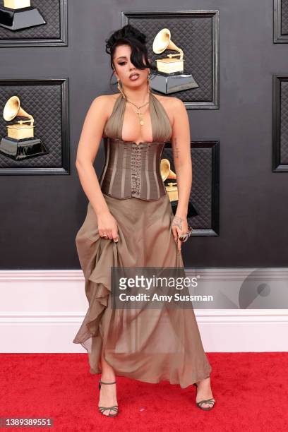 Kali Uchis attends the 64th Annual GRAMMY Awards at MGM Grand Garden Arena on April 03, 2022 in Las Vegas, Nevada.