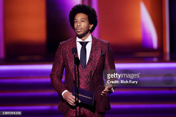 Ludacris speaks onstage during the 64th Annual GRAMMY Awards at MGM Grand Garden Arena on April 03, 2022 in Las Vegas, Nevada.