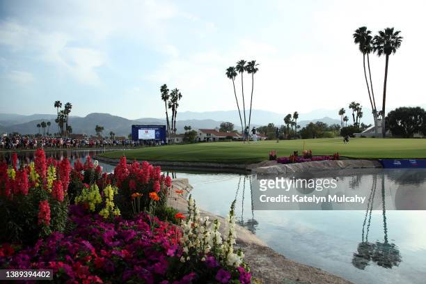 General view of the 18th hole during the final round of The Chevron Championship at The Westin Mission Hills Golf Resort & Spa on April 03, 2022 in...