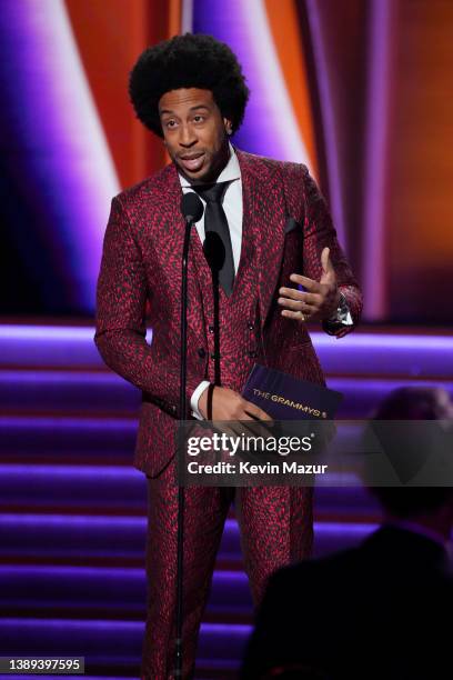 Ludacris speaks onstage during the 64th Annual GRAMMY Awards at MGM Grand Garden Arena on April 03, 2022 in Las Vegas, Nevada.