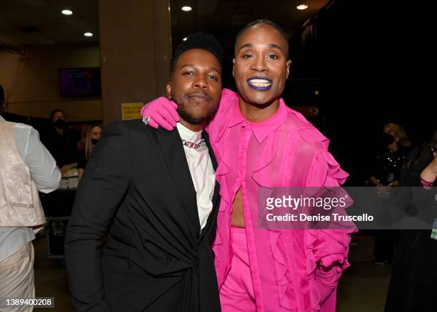 Leslie Odom Jr. And Billy Porter attend the 64th Annual GRAMMY Awards at MGM Grand Garden Arena on April 03, 2022 in Las Vegas, Nevada.