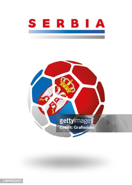 serbia soccer ball on white background - serbian flag stock illustrations