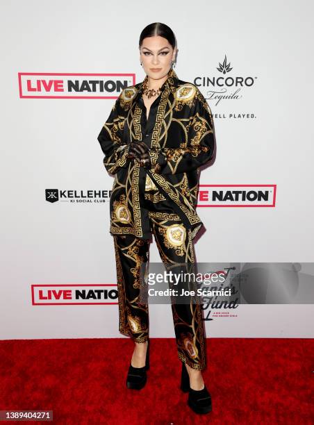 Jessie J attends Steven Tyler's 4th Annual GRAMMY Awards® Viewing Party benefitting Janie's Fund presented by Live Nation at Hollywood Palladium on...