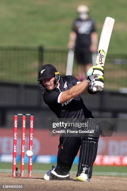 Martin Guptill of New Zealand plays a shot during the third and final one-day international cricket match between the New Zealand and the Netherlands...