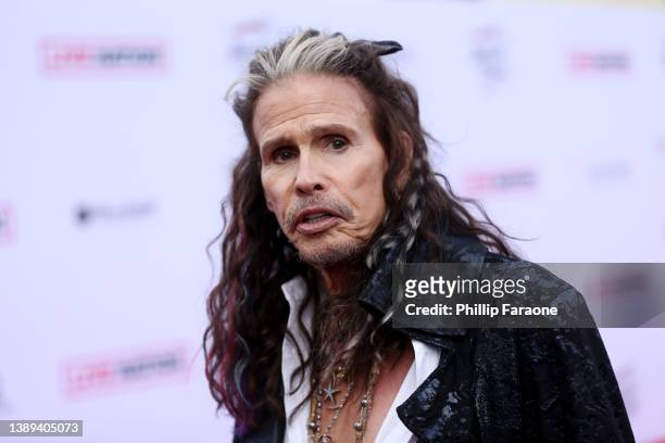 Steven Tyler attends the 4th Annual GRAMMY Awards Viewing Party to benefit Janie's Fund at Hollywood Palladium on April 03, 2022 in Los Angeles,...