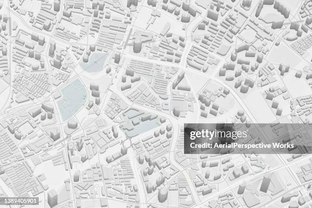 view of virtual city - cartography imagens e fotografias de stock