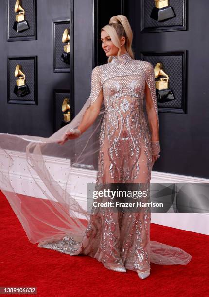Paris Hilton attends the 64th Annual GRAMMY Awards at MGM Grand Garden Arena on April 03, 2022 in Las Vegas, Nevada.