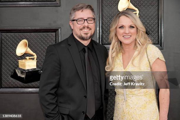 Joey Crawford and Rhonda Vincent attend the 64th Annual GRAMMY Awards at MGM Grand Garden Arena on April 03, 2022 in Las Vegas, Nevada.