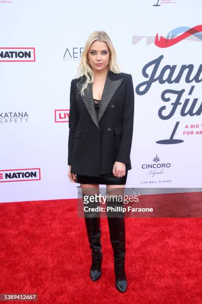 Ashley Benson attends the 4th Annual GRAMMY Awards Viewing Party to benefit Janie's Fund hosted by Steven Tyler at Hollywood Palladium on April 03,...