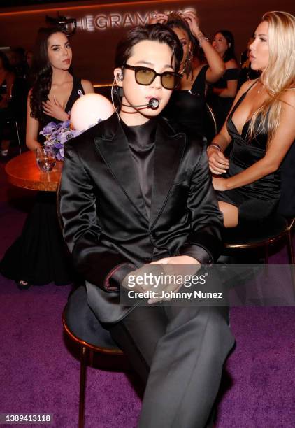 Jimin of BTS attends the 64th Annual GRAMMY Awards at MGM Grand Garden Arena on April 03, 2022 in Las Vegas, Nevada.