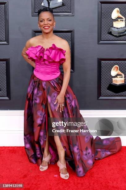 Nnenna Freelon attends the 64th Annual GRAMMY Awards at MGM Grand Garden Arena on April 03, 2022 in Las Vegas, Nevada.