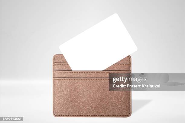 white blank chip card and wallet card, isolated white background - id card template foto e immagini stock