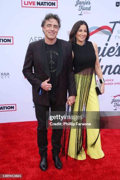 Wyc Grousbeck and Emilia Fazzalari attend the 4th Annual GRAMMY Awards Viewing Party to benefit Janie's Fund hosted by Steven Tyler at Hollywood...