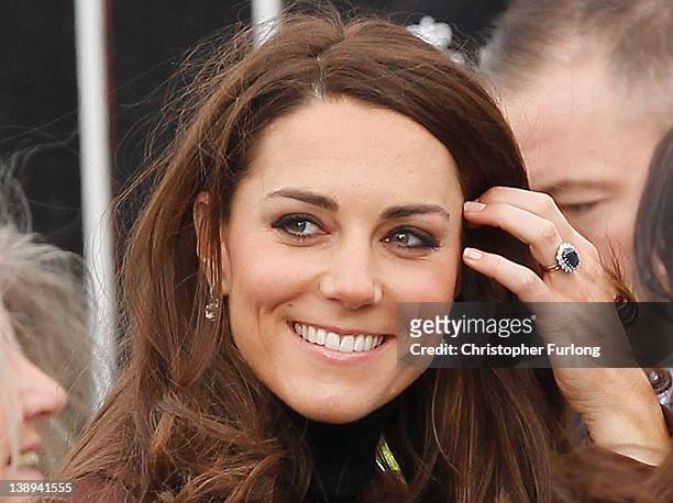 Catherine, Duchess of Cambridge arrives at Liverpool charity The Brink on February 14, 2012 in Liverpool, England. Catherine, The Duchess of...