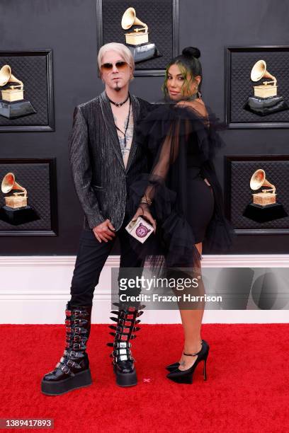 John 5 of Rob Zombie and Rita Lowery attend the 64th Annual GRAMMY Awards at MGM Grand Garden Arena on April 03, 2022 in Las Vegas, Nevada.