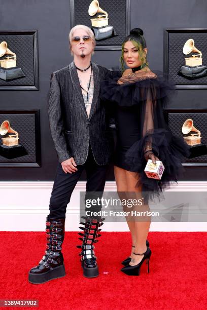 John 5 of Rob Zombie and Rita Lowery attend the 64th Annual GRAMMY Awards at MGM Grand Garden Arena on April 03, 2022 in Las Vegas, Nevada.