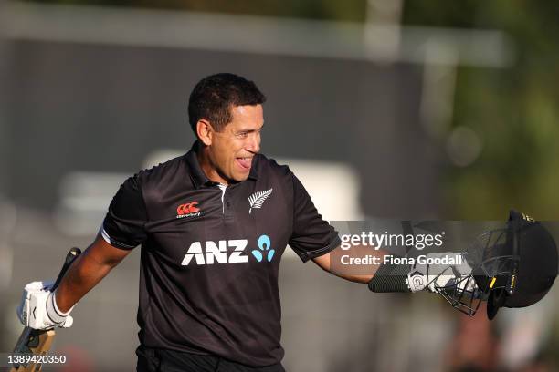 Ross Taylor of New Zealand leaves the field after being caught out during the third and final one-day international cricket match between the New...