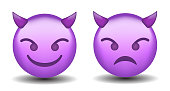 Purple face devil emoji vector illustration