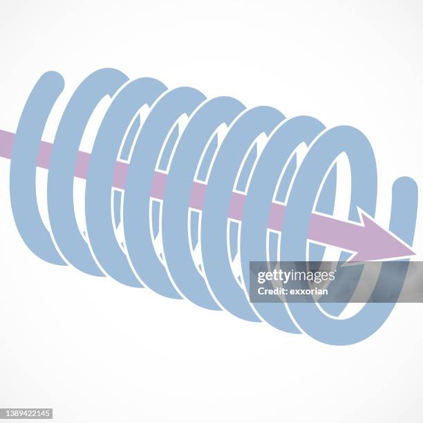 arrow through the spring symbol 3d - spring coil stock illustrations