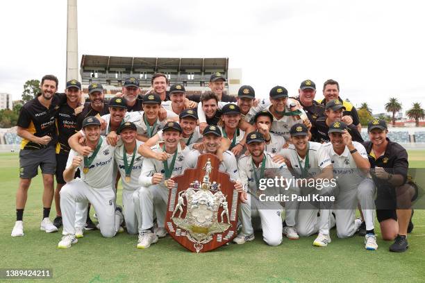 Western Australia celebrate after winning the Sheffield Shield on day five of the Sheffield Shield Final match between Western Australia and Victoria...