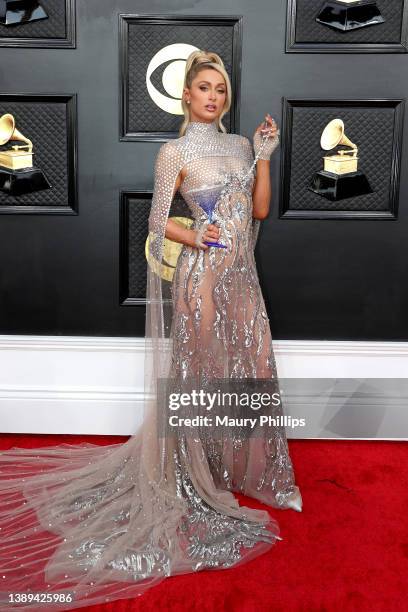 Paris Hilton attends the 64th Annual GRAMMY Awards at MGM Grand Garden Arena on April 03, 2022 in Las Vegas, Nevada.