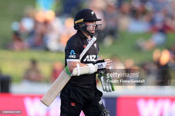 Tom Latham, captain of New Zealand is dismissed during the third and final one-day international cricket match between the New Zealand and the...