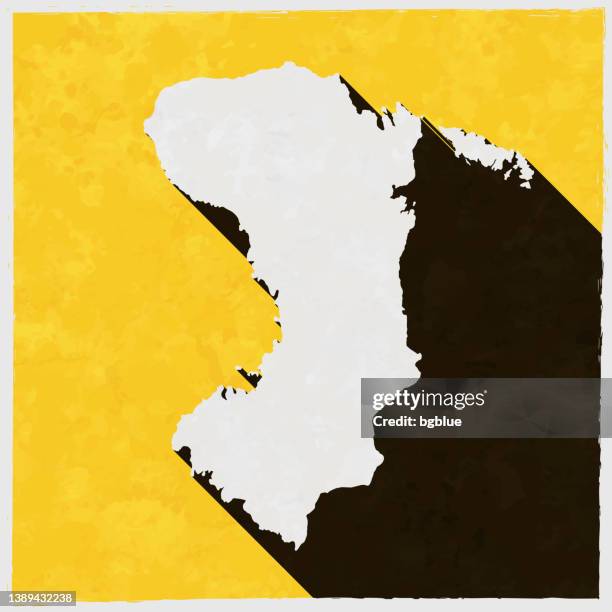 chios map with long shadow on textured yellow background - aegean sea stock illustrations