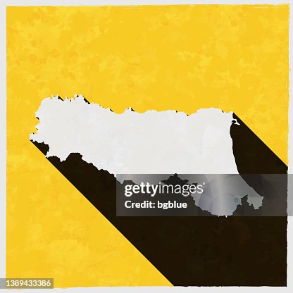 Emilia-Romagna map with long shadow on textured yellow background Emilia-Romagna map with long shadow on textured yellow background