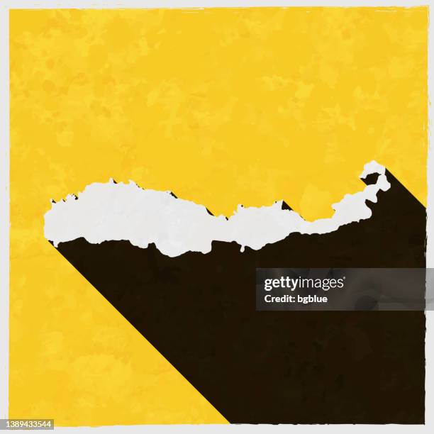 flores map with long shadow on textured yellow background - flores 幅插畫檔、美工圖案、卡通及圖標