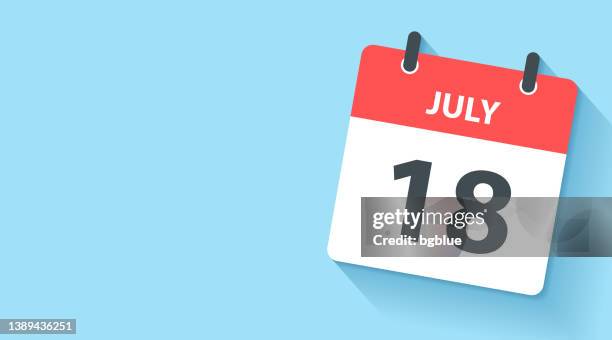 july 18 - daily calendar icon in flat design style - number 18 stock illustrations