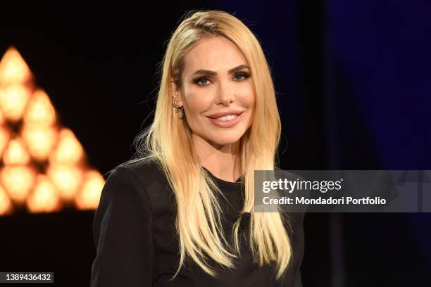 Italian showgirl Ilary Blasi guest of the Italian presenter Francesca Fagnani in the transmission Belve. Rome , April 1st, 2022