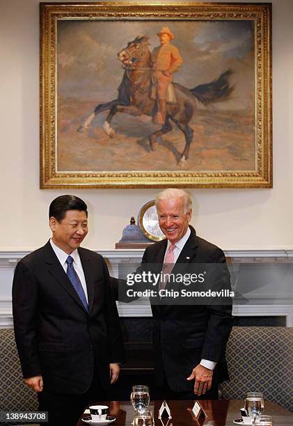 Vice President Joe Biden and Chinese Vice President Xi Jinping hold an expanded bilateral meeting with other U.S. And Chinese officials in the...