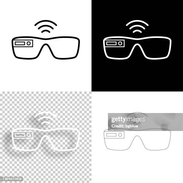 stockillustraties, clipart, cartoons en iconen met smart glasses. icon for design. blank, white and black backgrounds - line icon - wearable camera