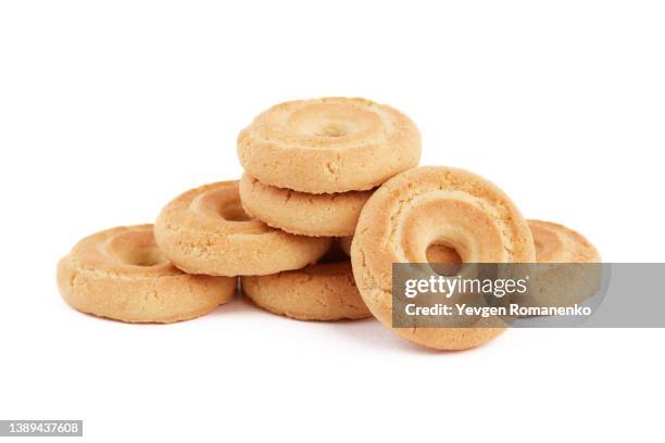 biscuit cookies isolated on white background - shortbread stock pictures, royalty-free photos & images