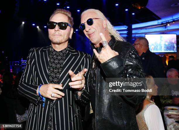 Matt Sorum and Dee Snider attend Steven Tyler's 4th Annual GRAMMY Awards® Viewing Party benefitting Janie's Fund presented by Live Nation at...