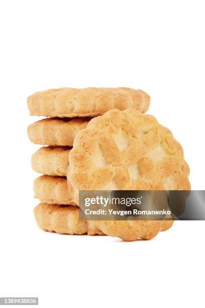 biscuit cookies isolated on white background - shortbread stock pictures, royalty-free photos & images