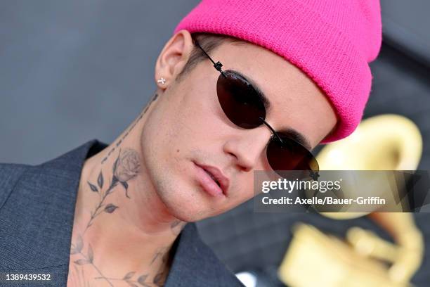 Justin Bieber attends the 64th Annual GRAMMY Awards at MGM Grand Garden Arena on April 03, 2022 in Las Vegas, Nevada.