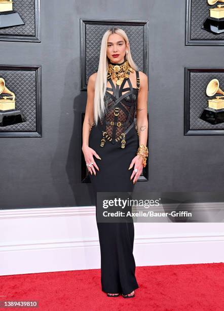 Dua Lipa attends the 64th Annual GRAMMY Awards at MGM Grand Garden Arena on April 03, 2022 in Las Vegas, Nevada.