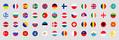 European Countries Button Flag Set vector illustration