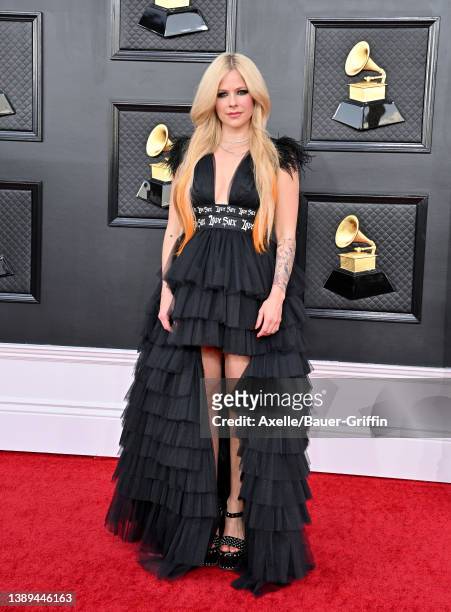 Avril Lavigne attends the 64th Annual GRAMMY Awards at MGM Grand Garden Arena on April 03, 2022 in Las Vegas, Nevada.