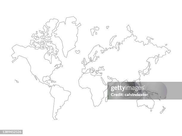 world map editable strokes - world map transparent background stock illustrations