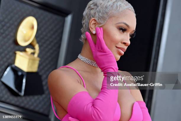 Saweetie attends the 64th Annual GRAMMY Awards at MGM Grand Garden Arena on April 03, 2022 in Las Vegas, Nevada.