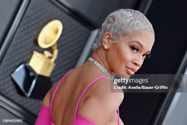 Saweetie attends the 64th Annual GRAMMY Awards at MGM Grand Garden Arena on April 03, 2022 in Las Vegas, Nevada.