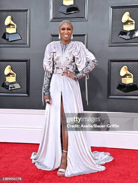 Cynthia Erivo attends the 64th Annual GRAMMY Awards at MGM Grand Garden Arena on April 03, 2022 in Las Vegas, Nevada.