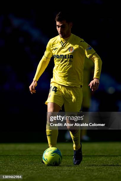 Manu Trigueros of Villarreal CF in action during the LaLiga Santander match between Levante UD and Villarreal CF at Ciutat de Valencia Stadium on...