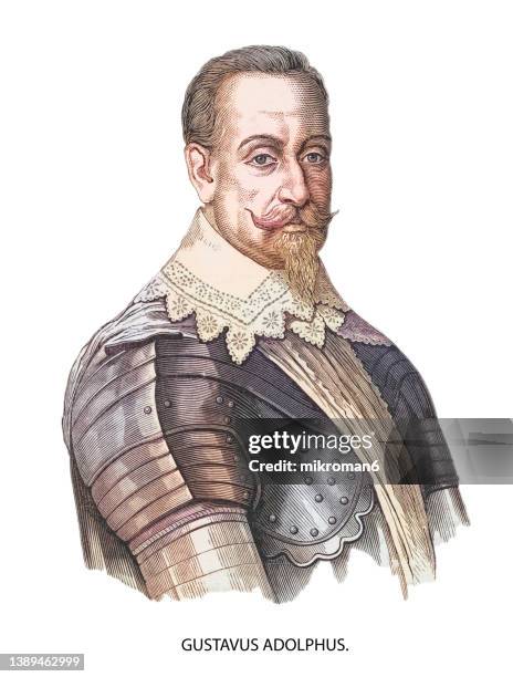 portrait of king of sweden gustavus adolphus (gustav ii adolf or gustav ii adolph) - king portraits stock-fotos und bilder