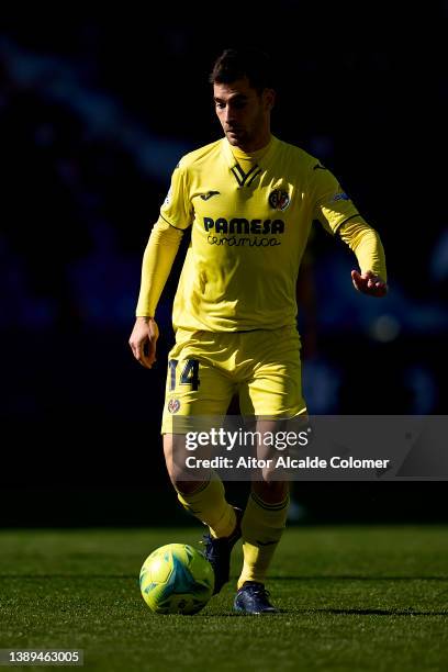 Manu Trigueros of Villarreal CF in action during the LaLiga Santander match between Levante UD and Villarreal CF at Ciutat de Valencia Stadium on...